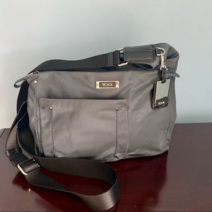 TUMI Grey and Black Nylon Crossbody Messenger Bag